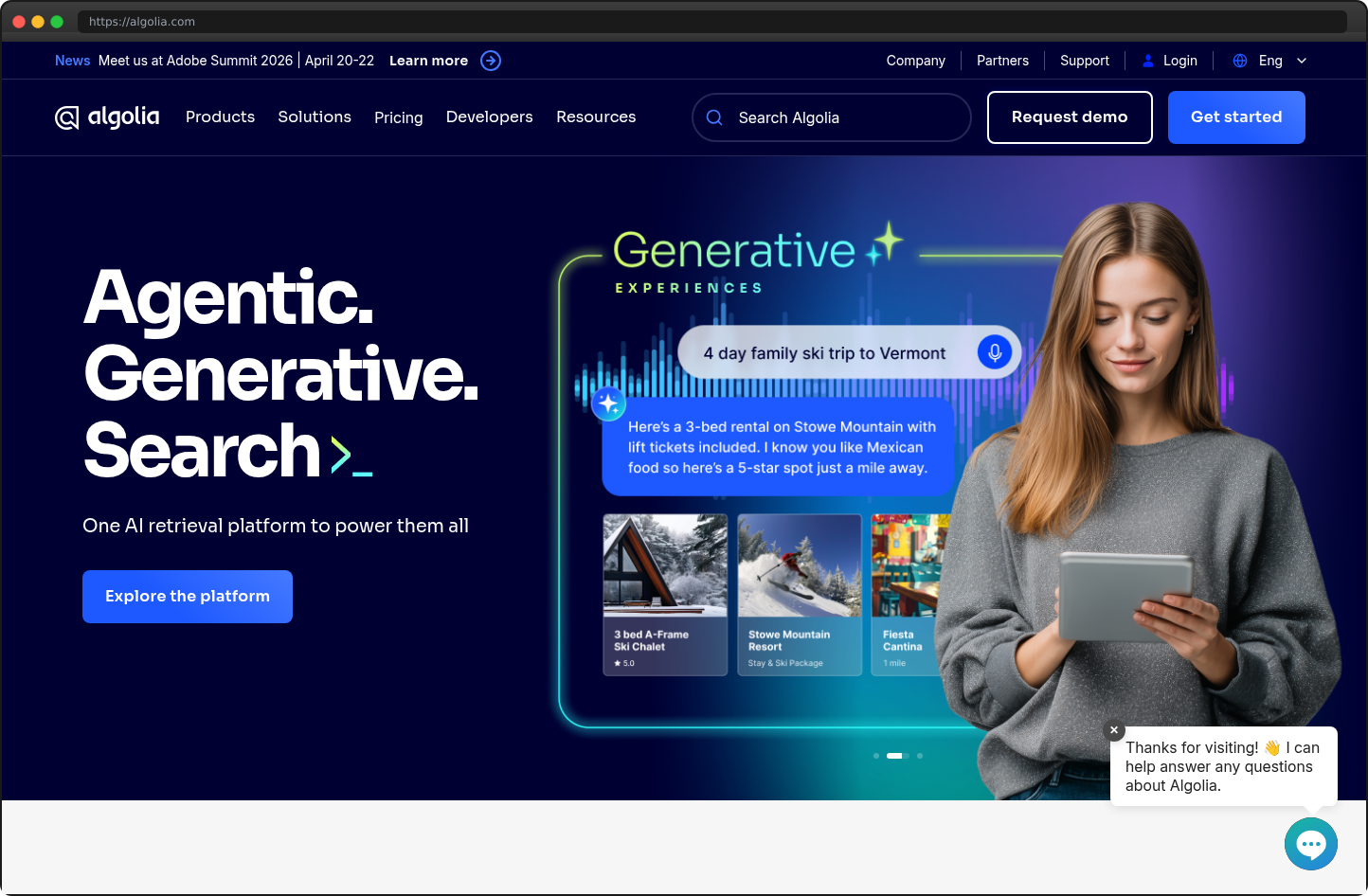 Screenshot of algolia.com