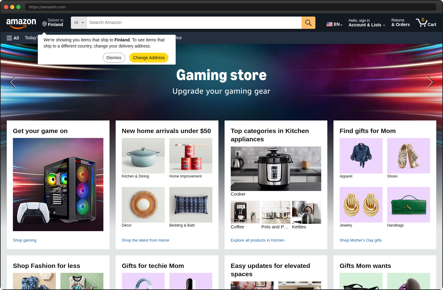 Screenshot of amazon.com