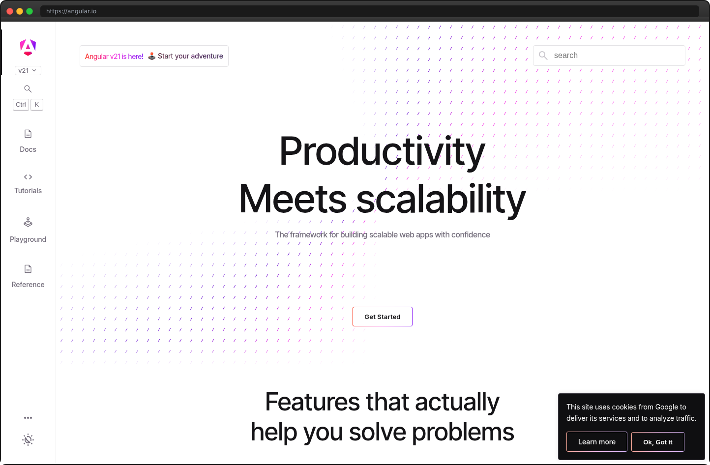 Screenshot of angular.io