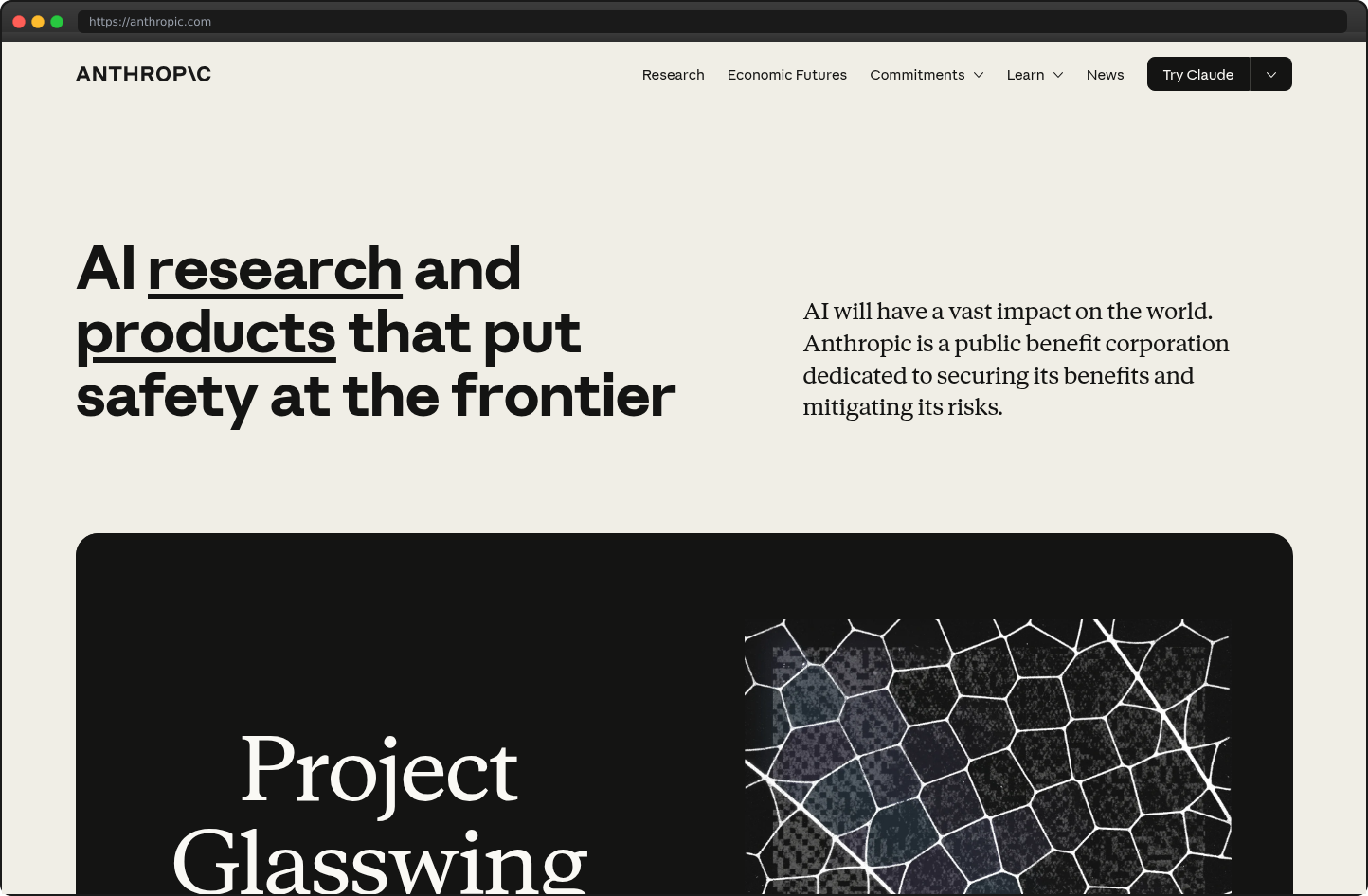 Screenshot of anthropic.com