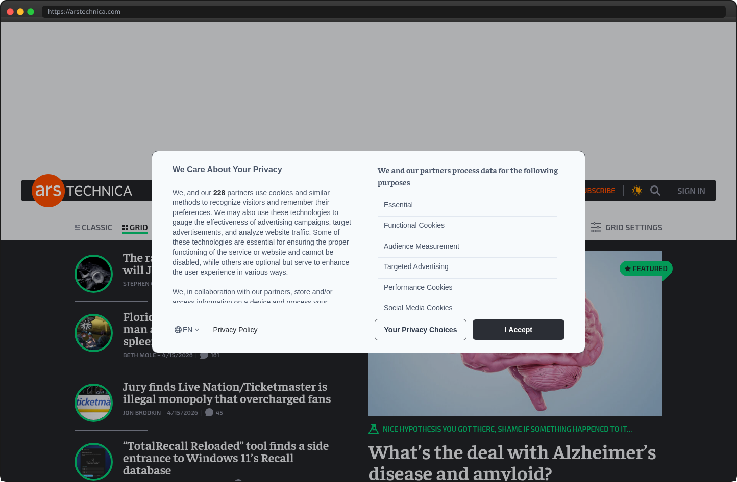 Screenshot of arstechnica.com