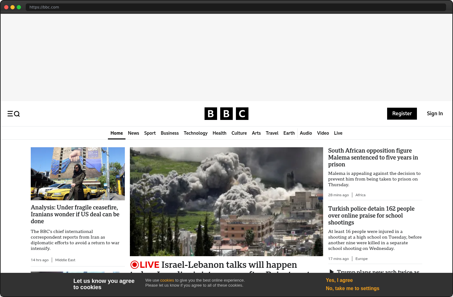 Screenshot of bbc.com