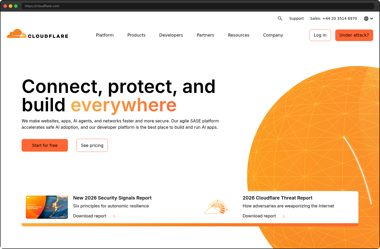Screenshot of cloudflare.com