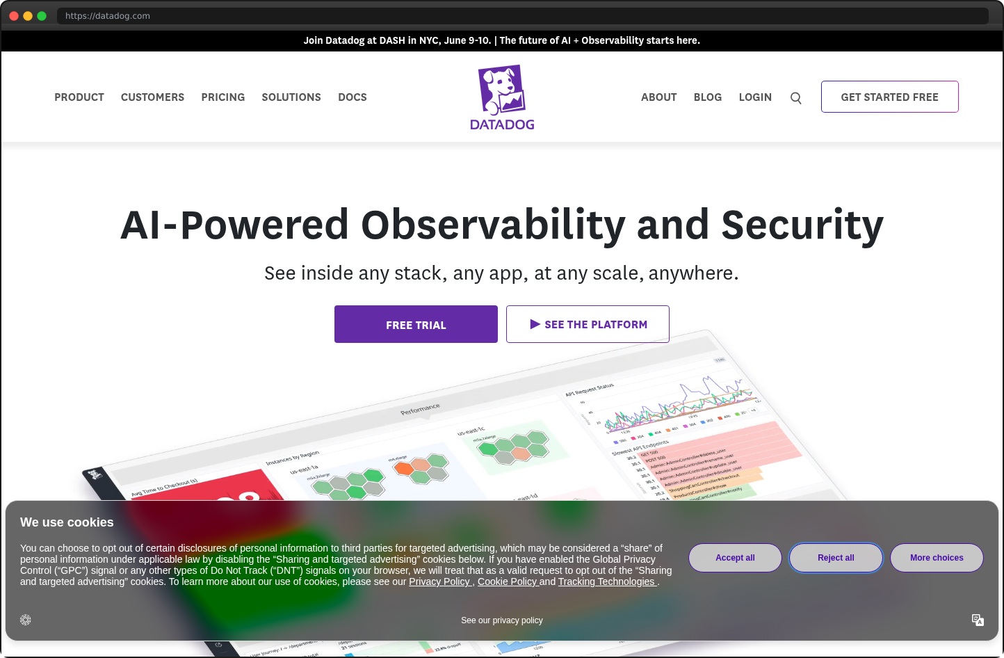 Screenshot of datadog.com