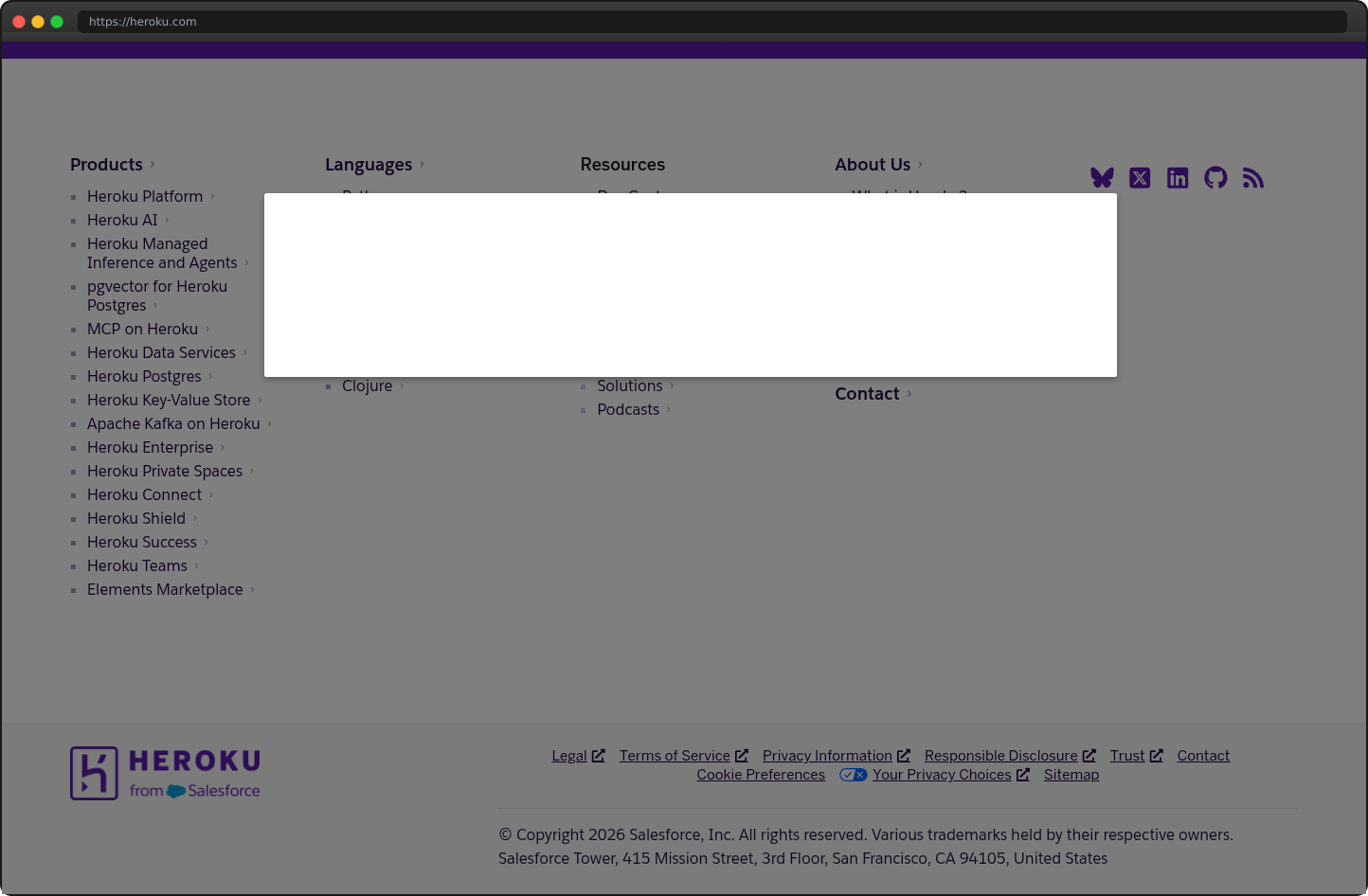 Screenshot of heroku.com