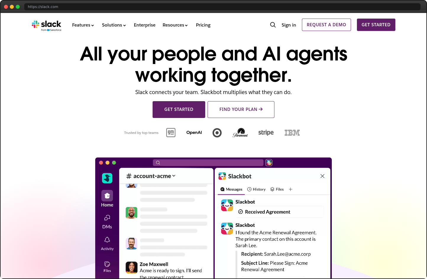 Screenshot of slack.com