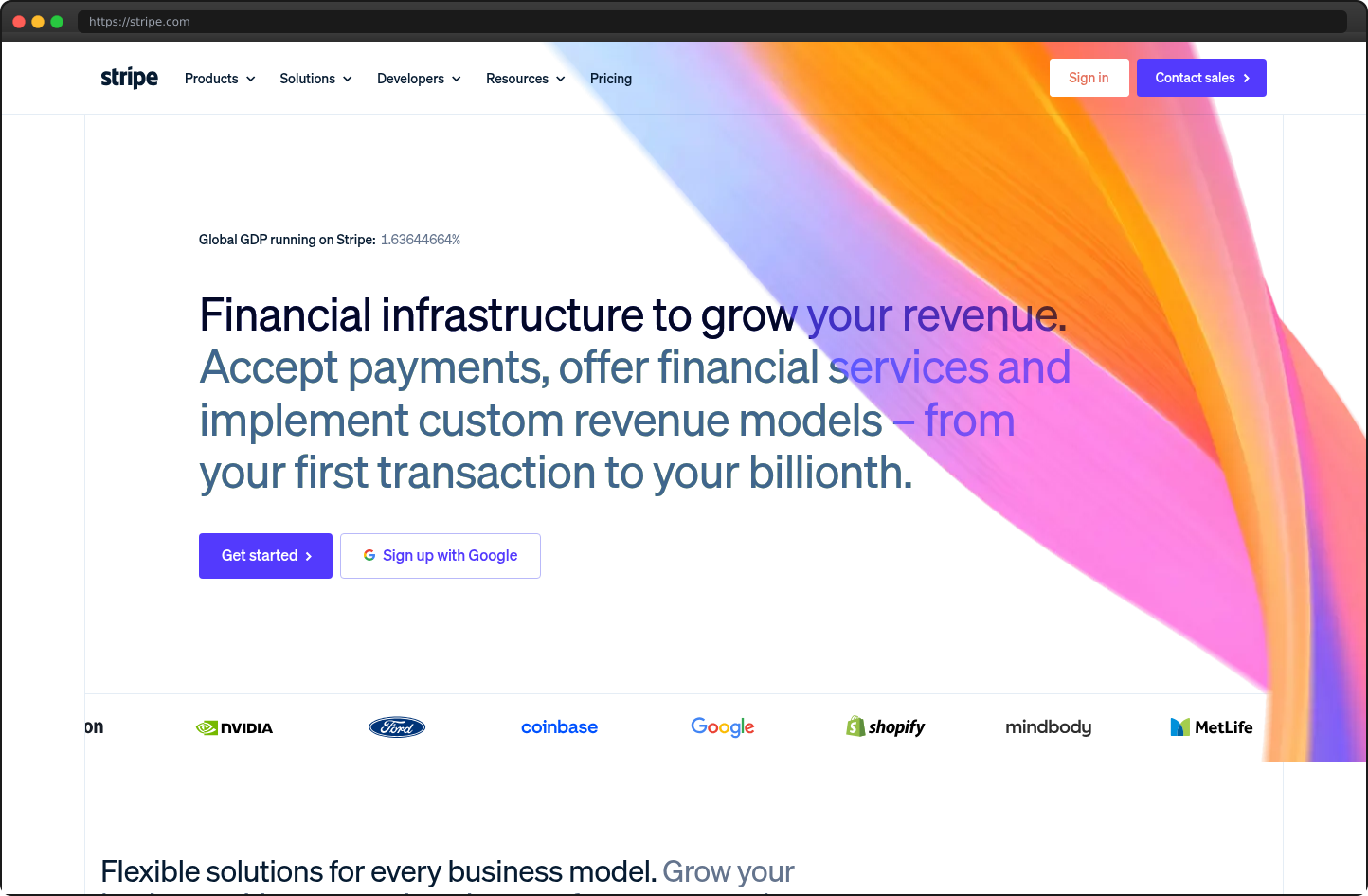 Screenshot of stripe.com