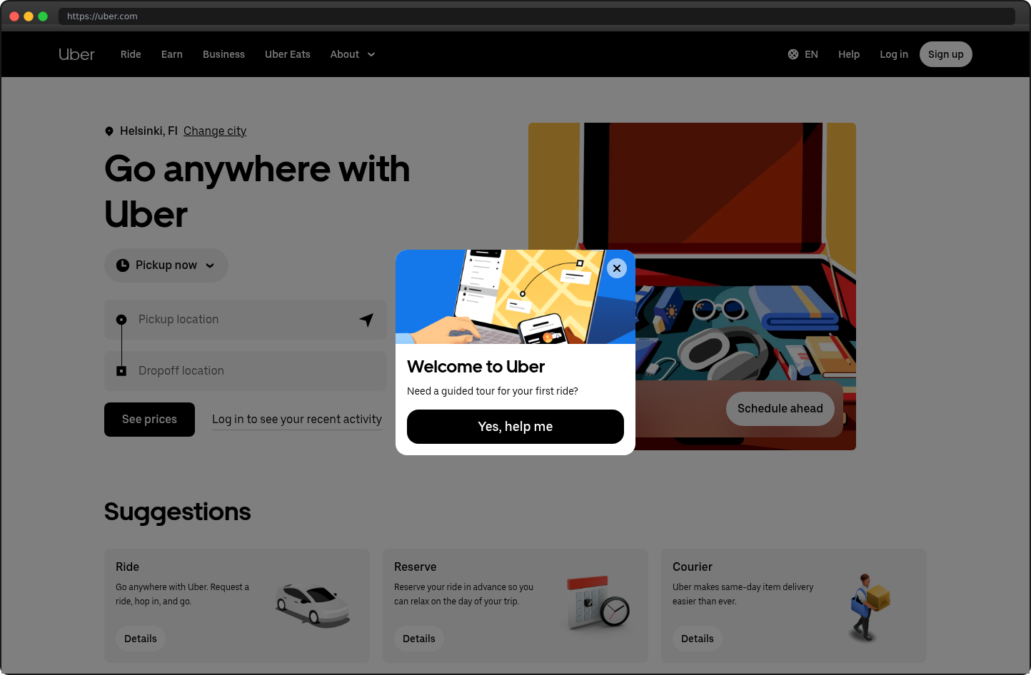 Screenshot of uber.com