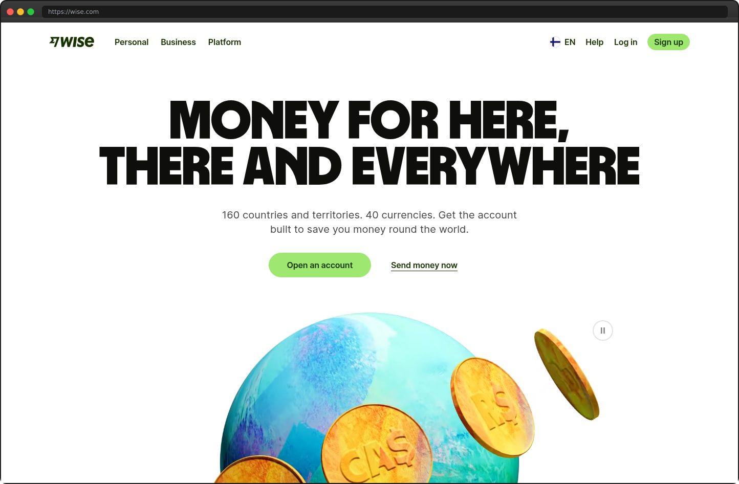 Screenshot of wise.com