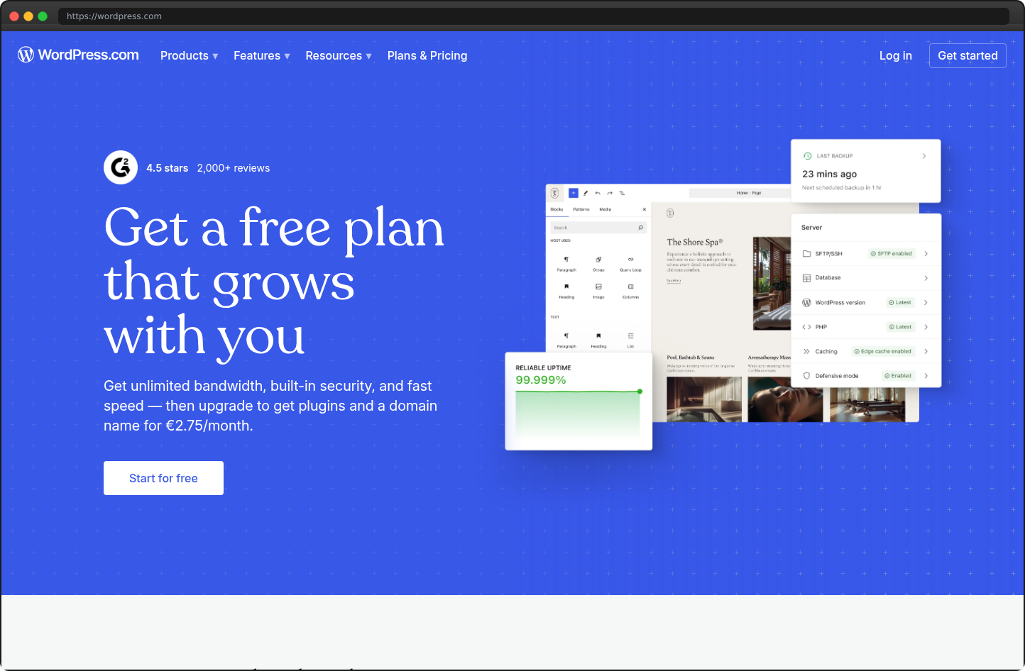 Screenshot of wordpress.com